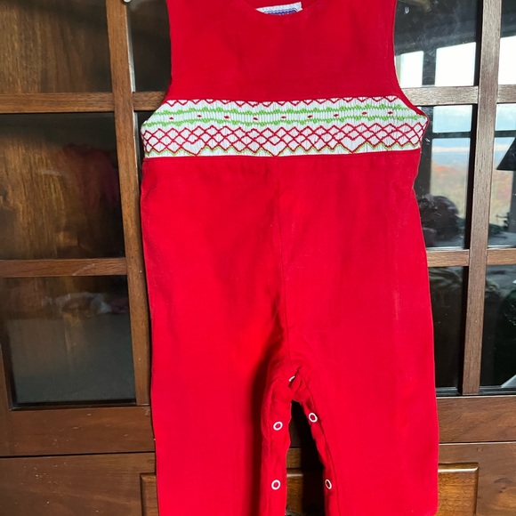 Red Baby Romper with Festive Pattern - Picture 1 of 2